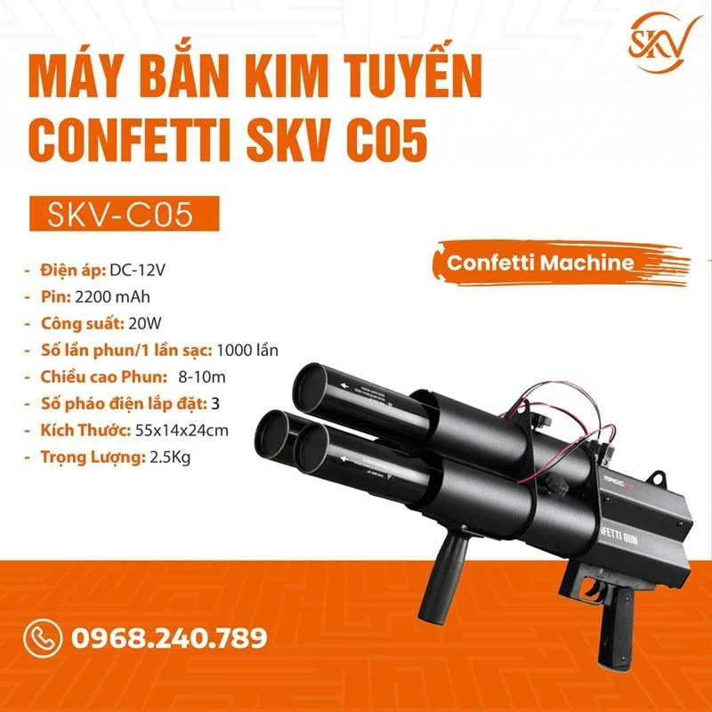 Máy Bắn Kim Tuyến Confetti Skv-C05