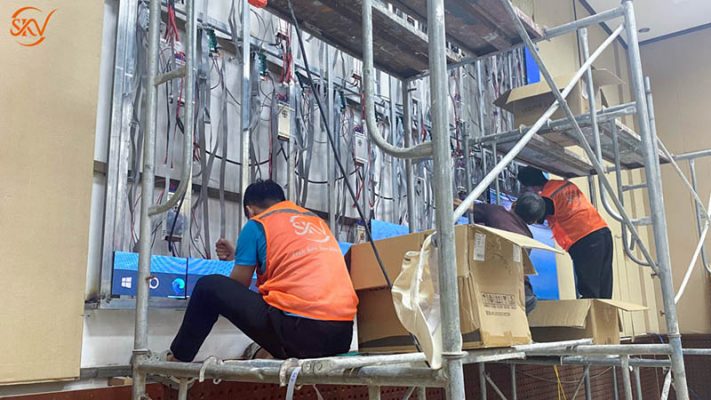 SKV lighting thi công lắp đặt màn hình led ở học viên quốc phòng