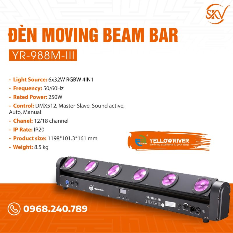 Đèn Moving Beam Bar YR - 988M - III (6x32w 4in1 RGBW)