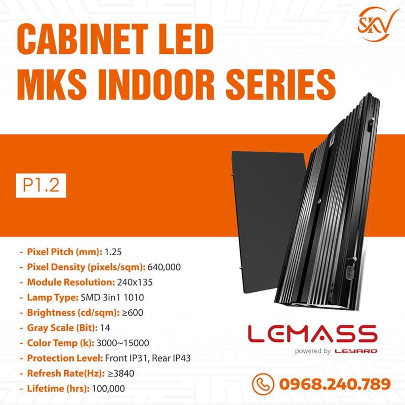 Sản phẩm Cabin Led Lemass MKS P1.2 indoor chính hãng